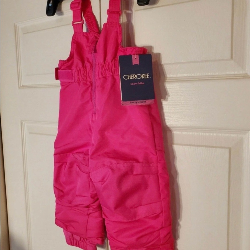 NWT Cherokee Kids Heavyweight Snow Bibs - Bright Pink - 12M